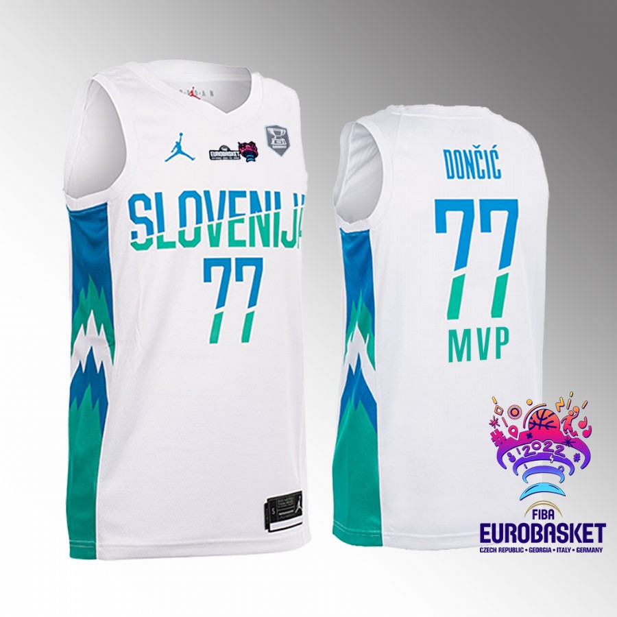 MVP Europe Qualifiers 2023 FIBA World Cup Luka Doncic Slovenia White #77 Jersey