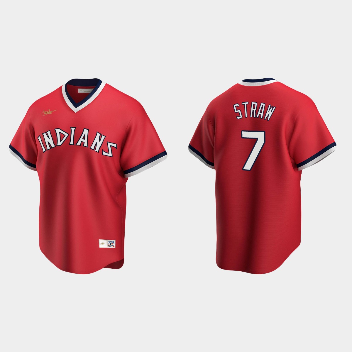 Myles Straw Cleveland Indians Cooperstown Collection Road Jersey - Red