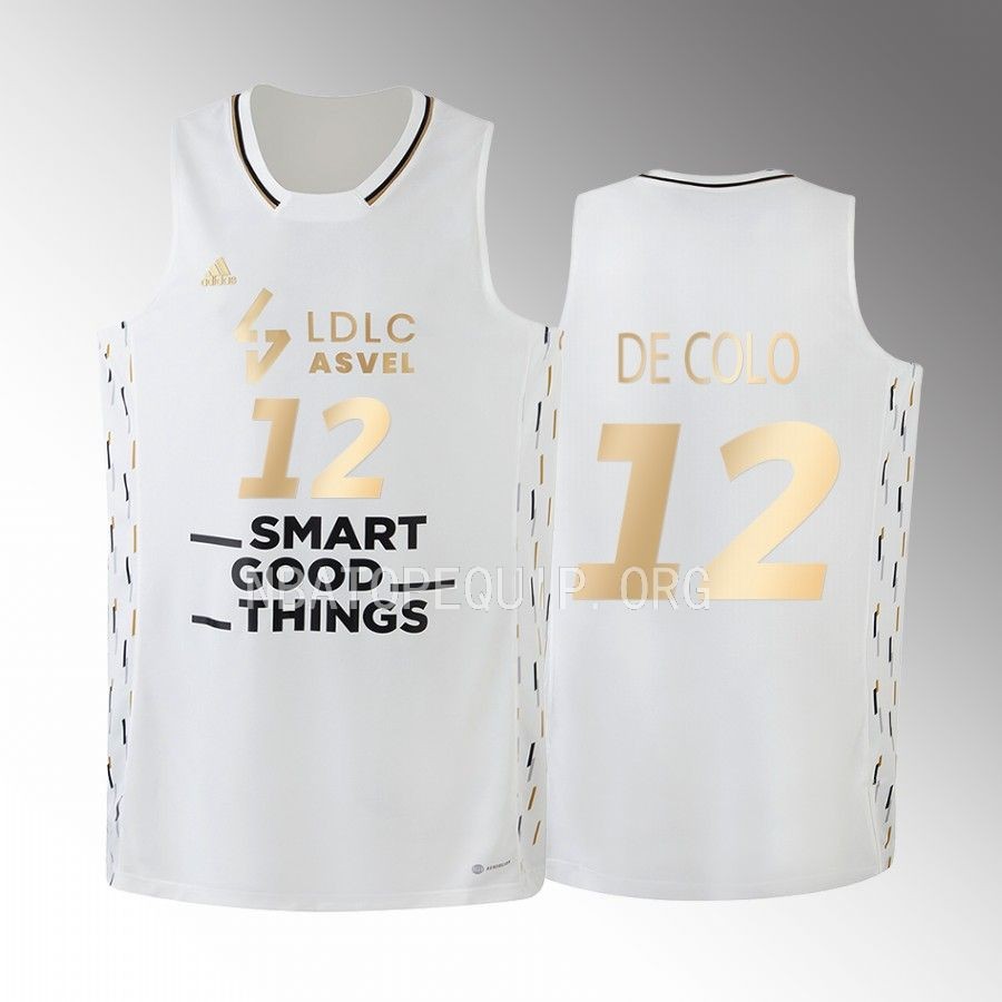 Nando de Colo LDLC ASVEL #12 White Jersey 2022-23 Home Golden