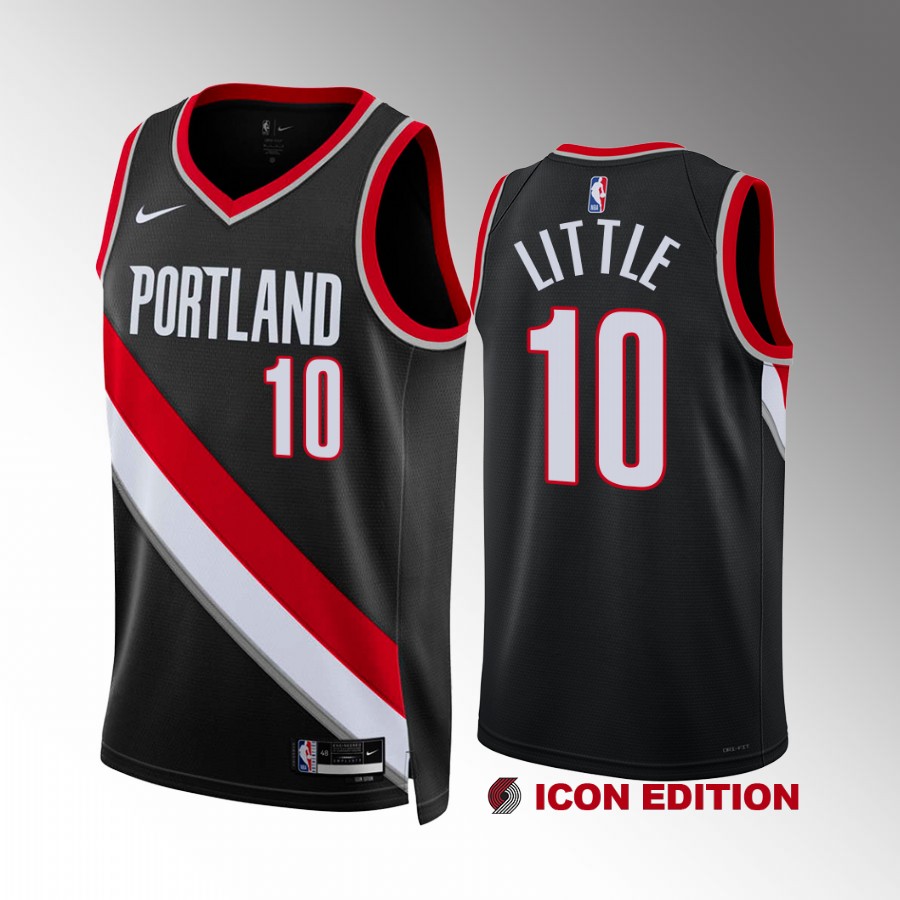 Nassir Little #10 Portland Trail Blazers 2022-23 Icon Edition Black Jersey