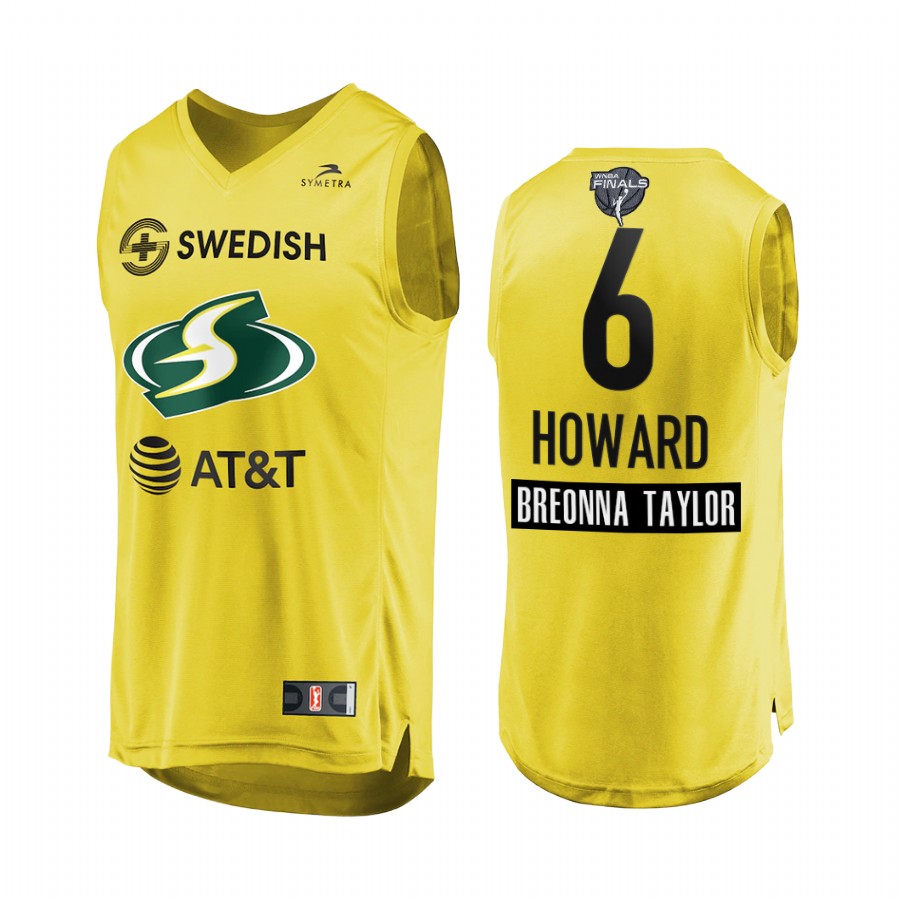 Natasha Howard WNBA 2020 WNBA Finals Bound Breonna Taylor Patch Men Yellow Jersey
