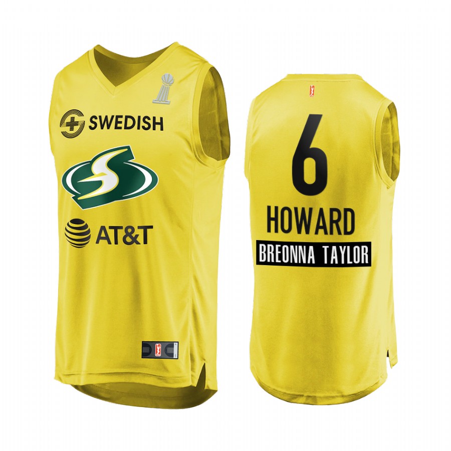Natasha Howard WNBA 2020 WNBA Finals Champions  Men Yellow Jersey