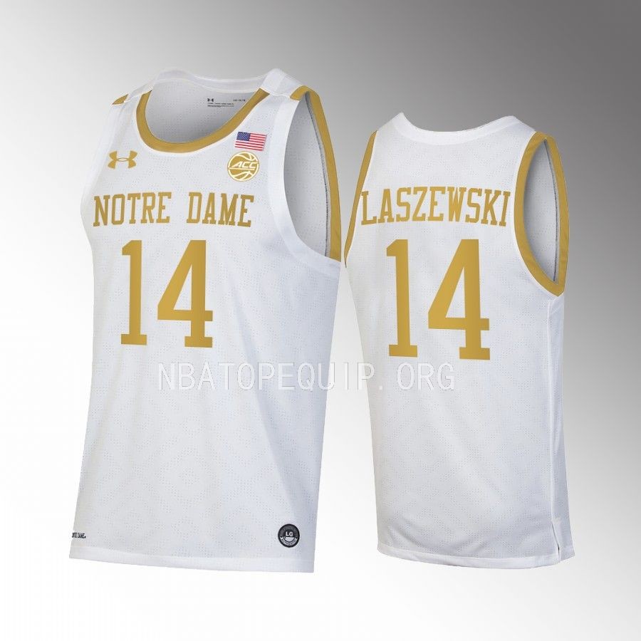Nate Laszewski Notre Dame Fighting Irish White Jersey 2022-23 College