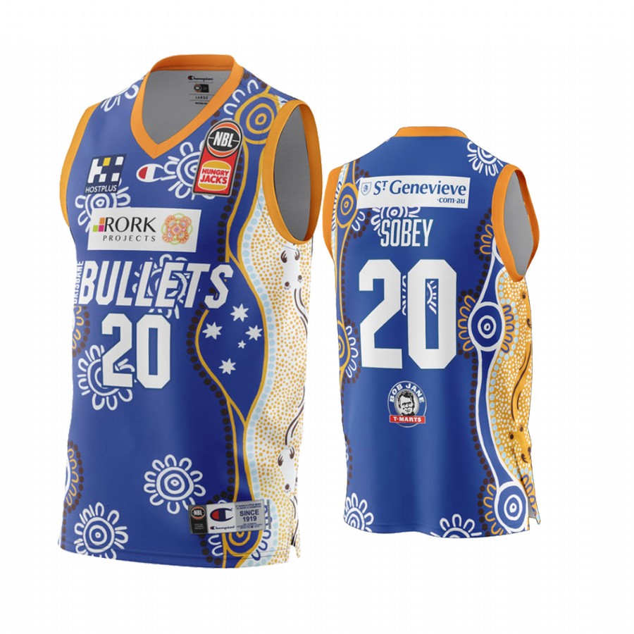 Nathan Sobey Brisbane Bullets NBL Indigenous Round 2022 Jersey #20 Blue Special Edition Uniform