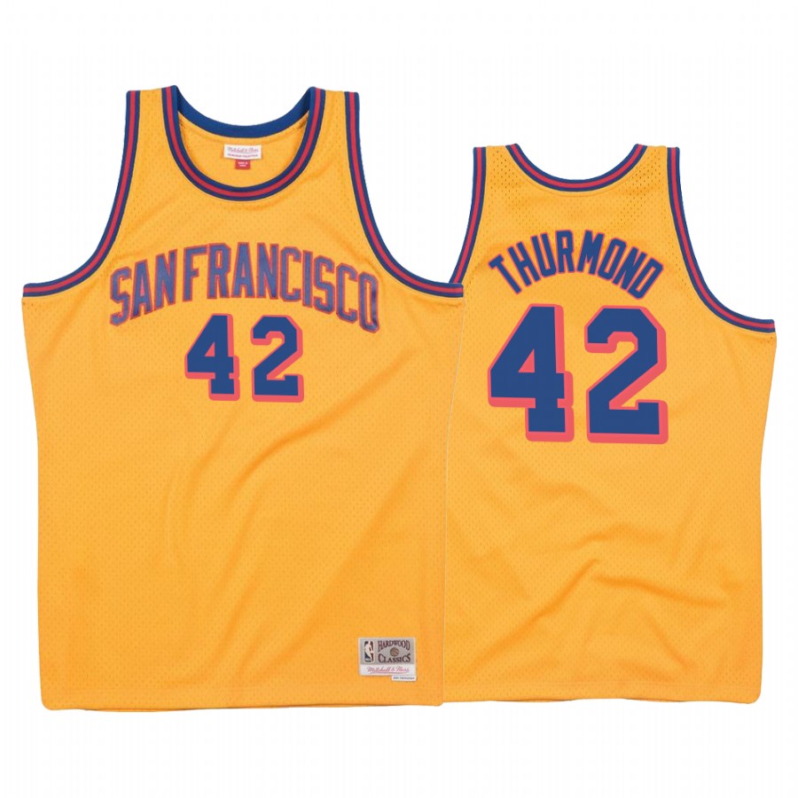 Nathaniel Thurmond Golden State Warriors 1962-63 Gold Hardwood Classics #42 Jersey