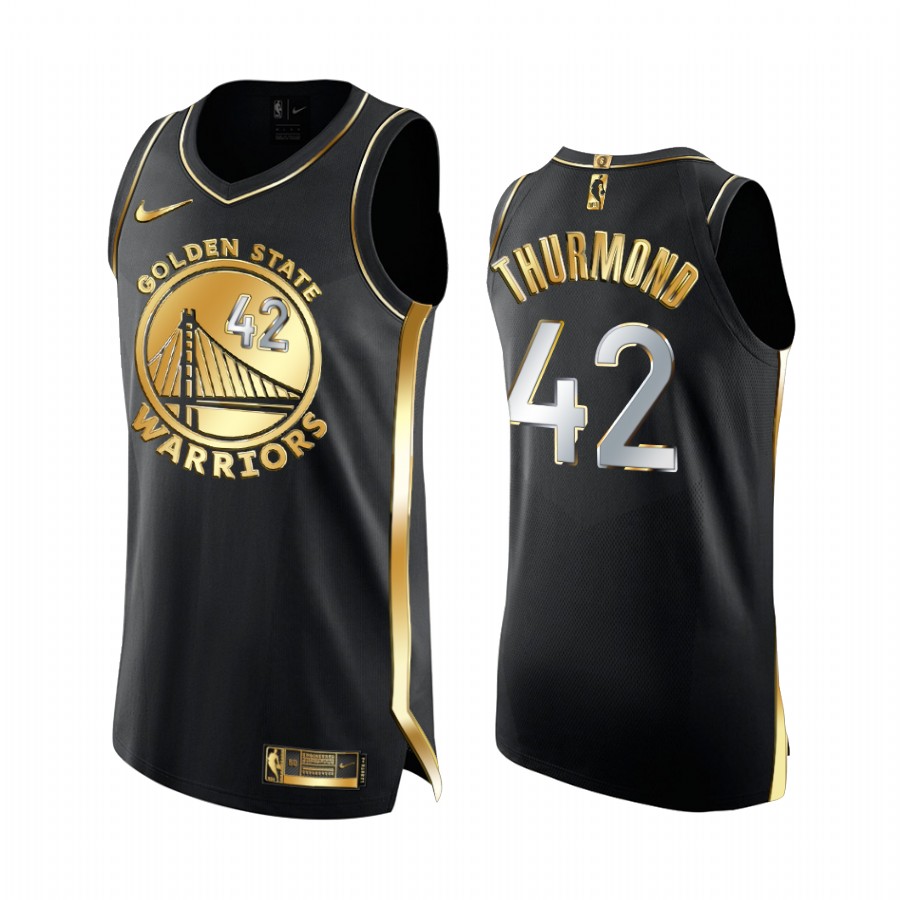 Nathaniel Thurmond Golden State Warriors Black Golden Edition Jersey 6X Champs