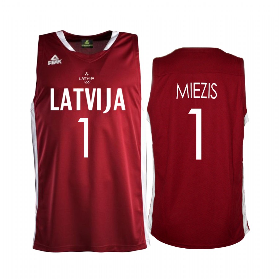 Nauris Miezis 3x3-Latvia  #1 Red 2021 Tokyo Olymipcs First Gold Medal Jersey