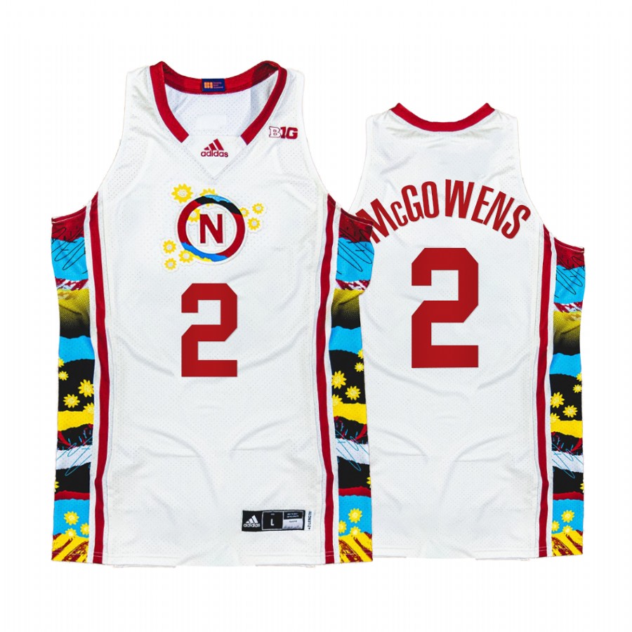 Nebraska Trey McGowens Jersey 2022 Honoring Black Excellence White Sunflower BHM Uniform