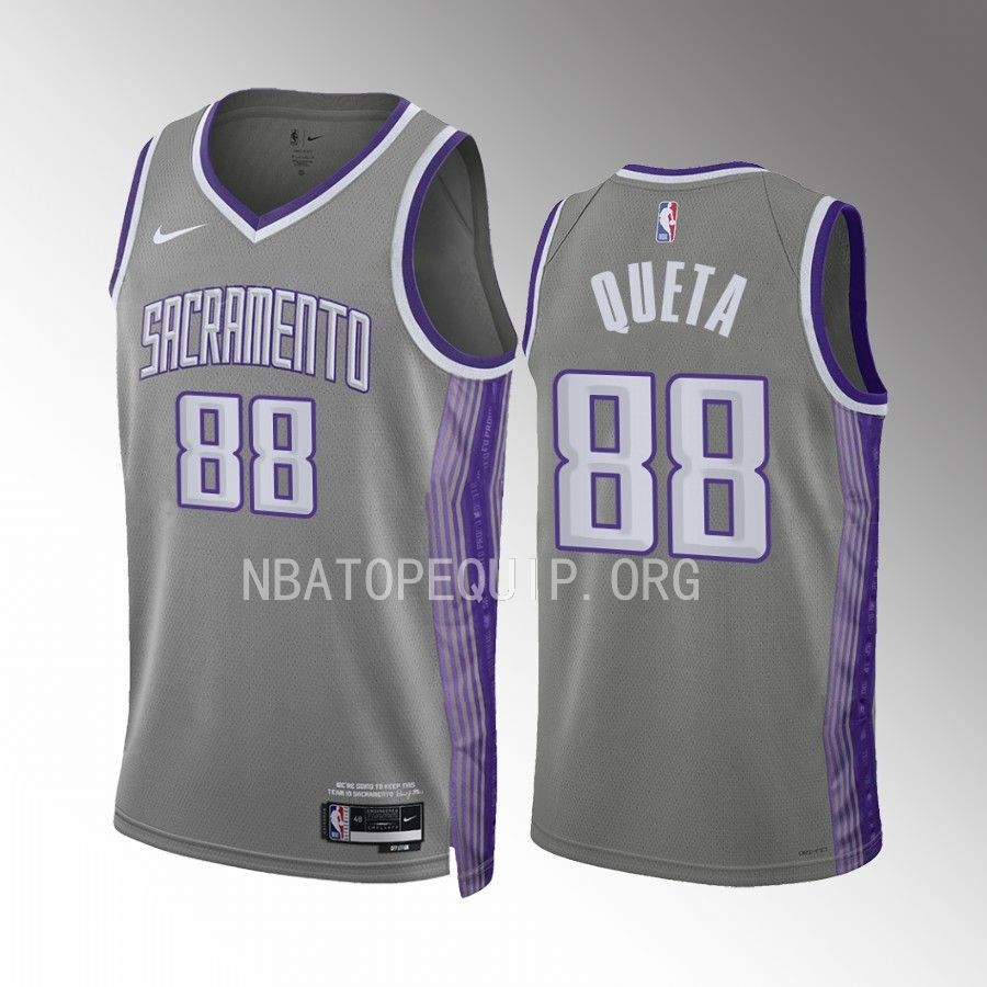 Neemias Queta 2022-23 Sacramento Kings Grey #88 City Edition Jersey Swingman