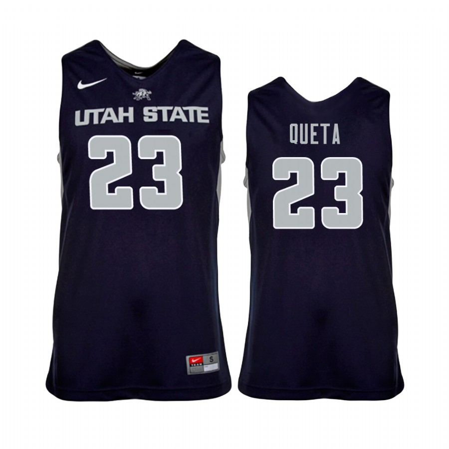 Neemias Queta Utah State Aggies #23  College  Jersey - Navy Blue