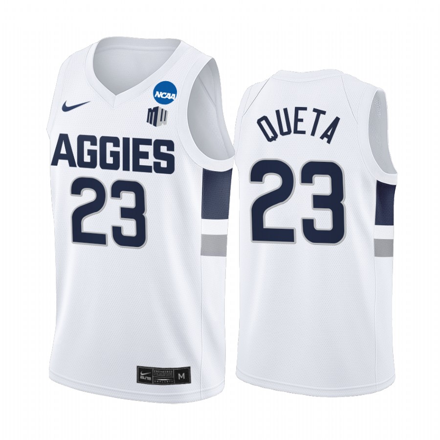 Neemias Queta Utah State Aggies White Jersey 2021 NBA Draft College