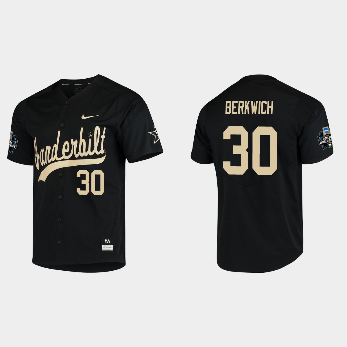 Nelson Berkwich Vanderbilt Commodores College World Series  Jersey - Black