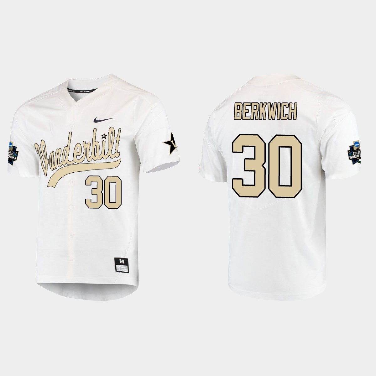 Nelson Berkwich Vanderbilt Commodores College World Series  Jersey - White