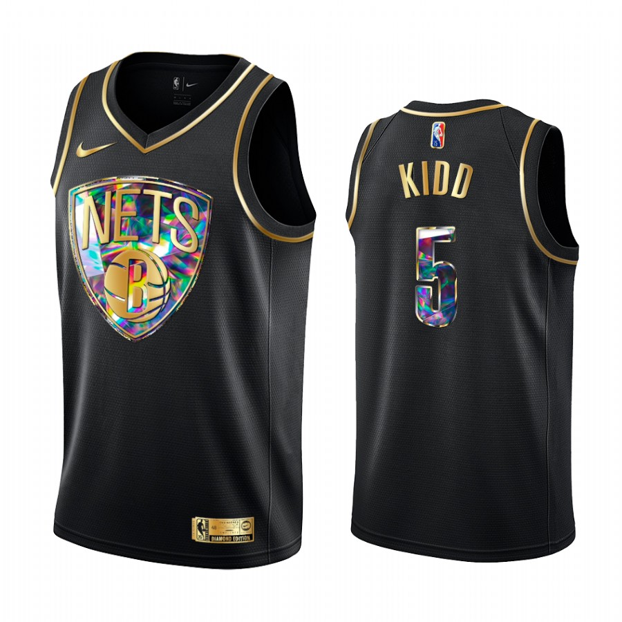 Nets Jason Kidd NBA 75th Anniversary Team Jersey Black Diamond Edition
