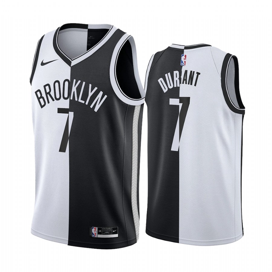 Nets Kevin Durant 2021-22 Split Edition White Black Jersey Big Scorer