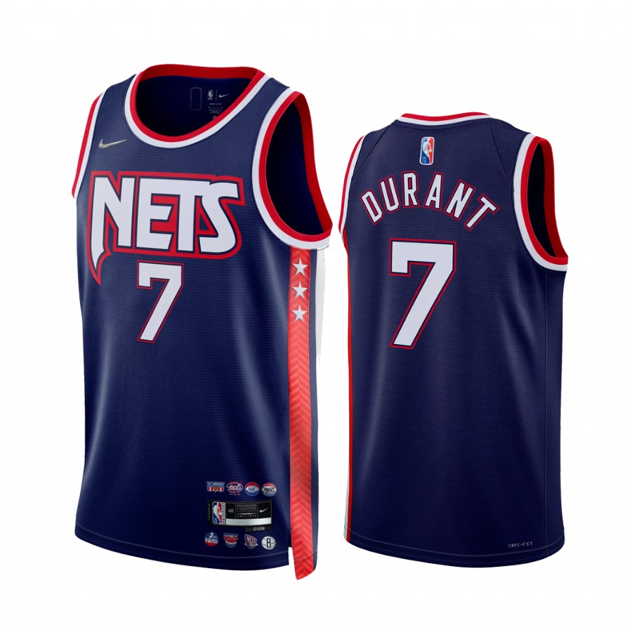 Nets Kevin Durant City Edition Blue 2021-22 Jersey 75th Anniversary