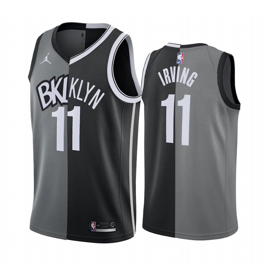 Nets Kyrie Irving 2021-22 Split Edition Gray Black Jersey Big Scorer