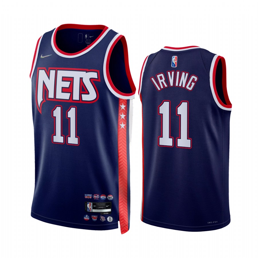 Nets Kyrie Irving City Edition Blue 2021-22 Jersey 75th Anniversary