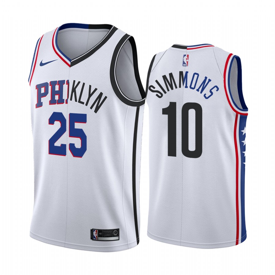 Nets X 76ers Ben Simmons Dual Teams Split White Jersey 2022 Limited Edition