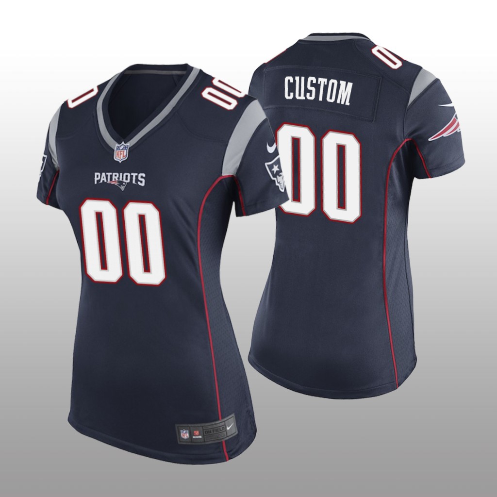 New England Patriots #00 Navy Custom Game Jersey - Women's