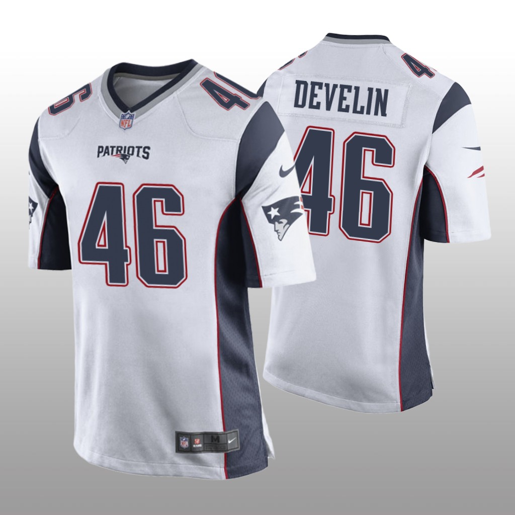 New England Patriots #46 White Men's James Develin Game Jersey