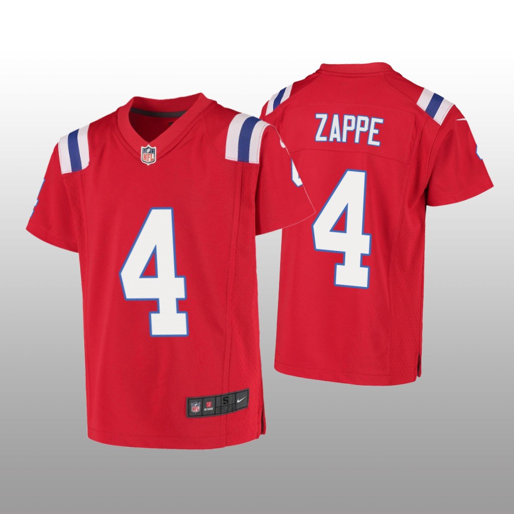 New England Patriots Bailey Zappe Red Jersey Game - Youth