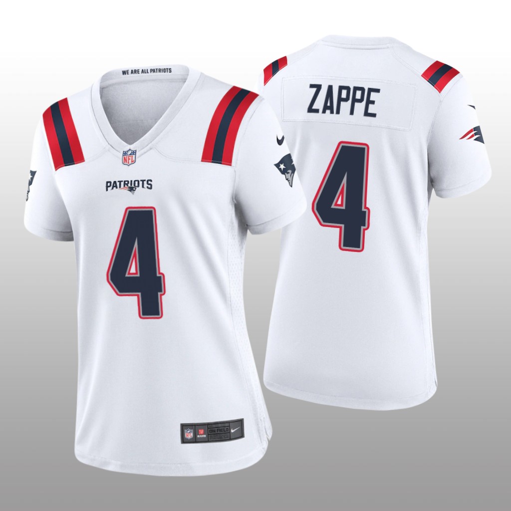 New England Patriots Bailey Zappe White Jersey Game - Women's