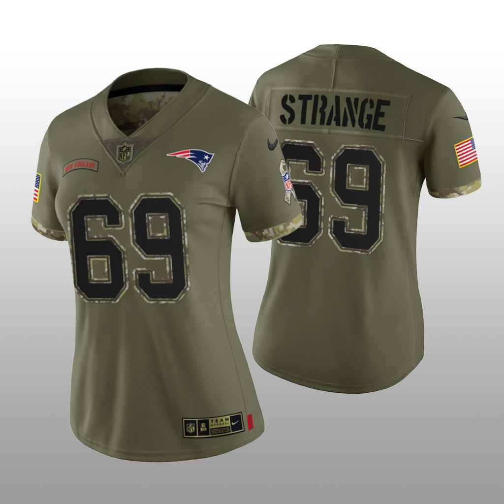 New England Patriots Cole Strange Olive Limited Jersey 2022 Salute To Service - Women's