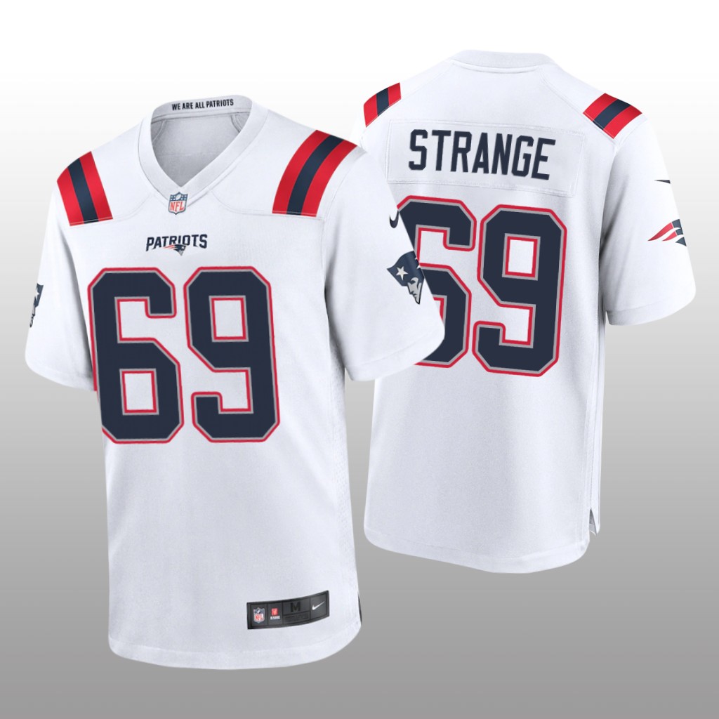 New England Patriots Cole Strange White Jersey Game - Men's