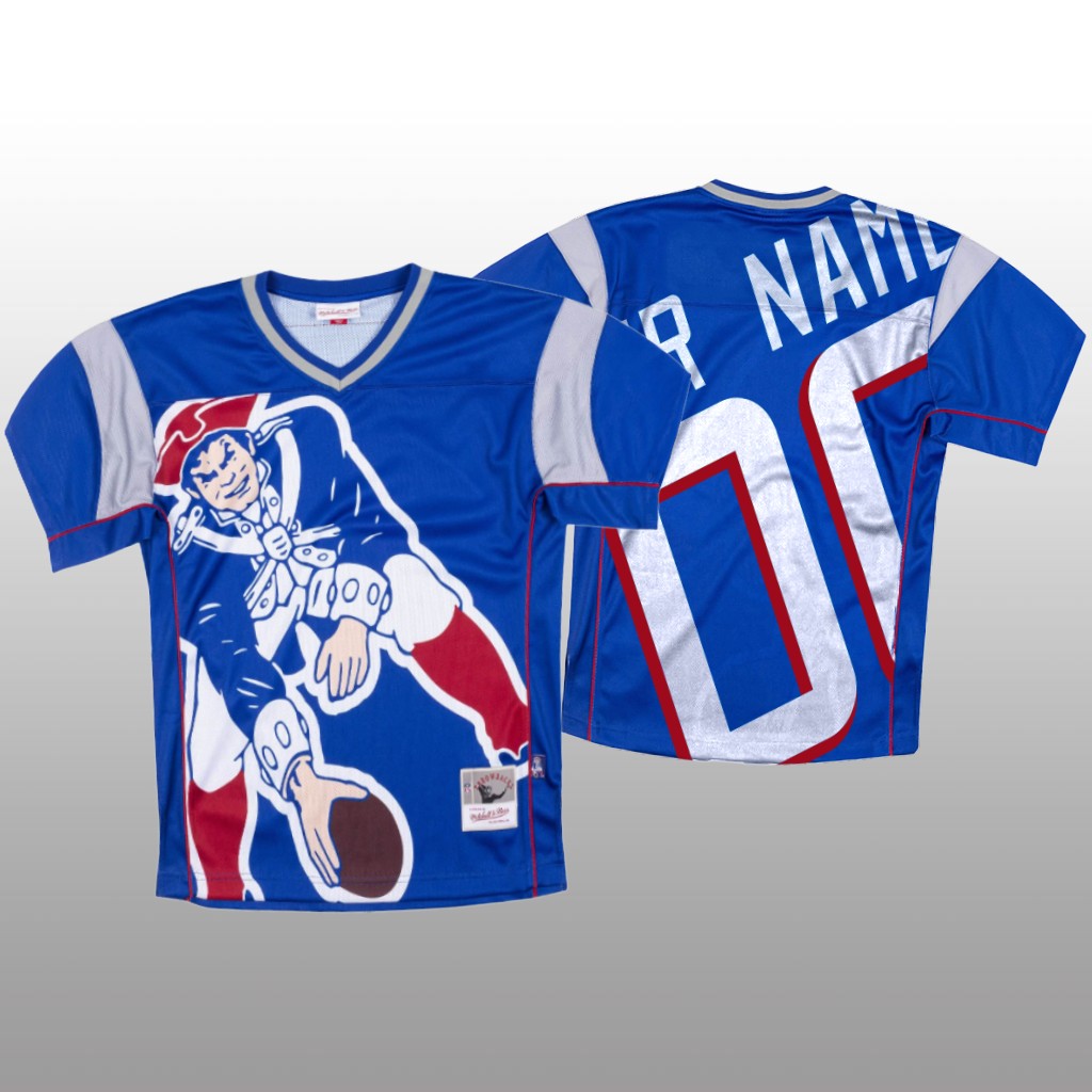 New England Patriots Custom Blue Jersey Big Face - Men's