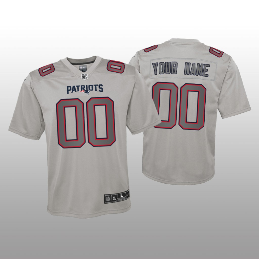 New England Patriots Custom Gray Jersey Atmosphere Fashion Game - Youth