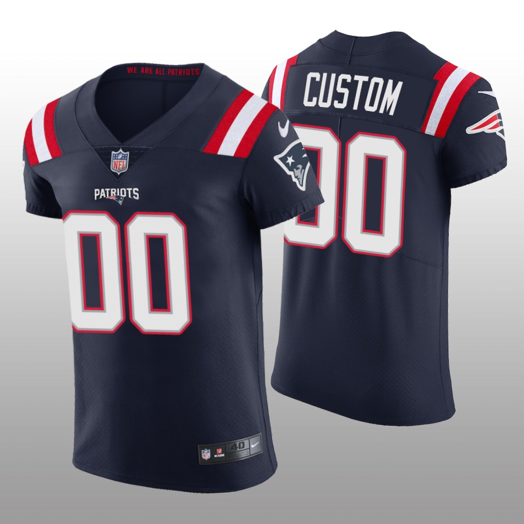 New England Patriots Custom Navy Jersey Vapor Elite Men's