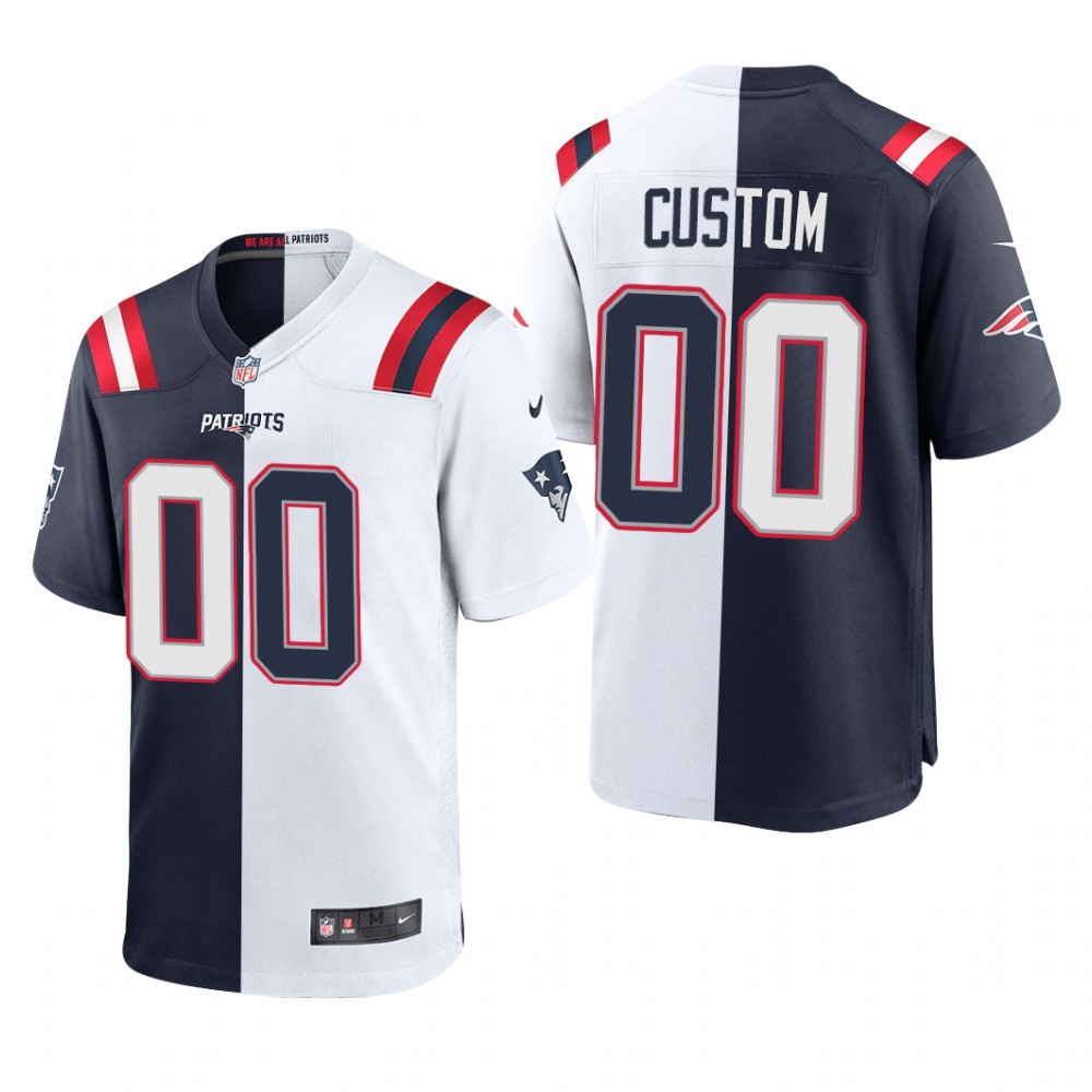 New England Patriots Custom Navy White Game Split - Men's