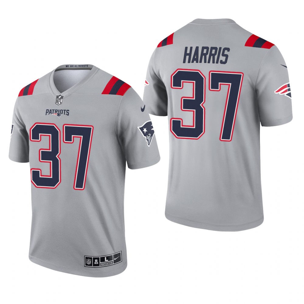 New England Patriots Damien Harris Gray Jersey Inverted Legend - Men's