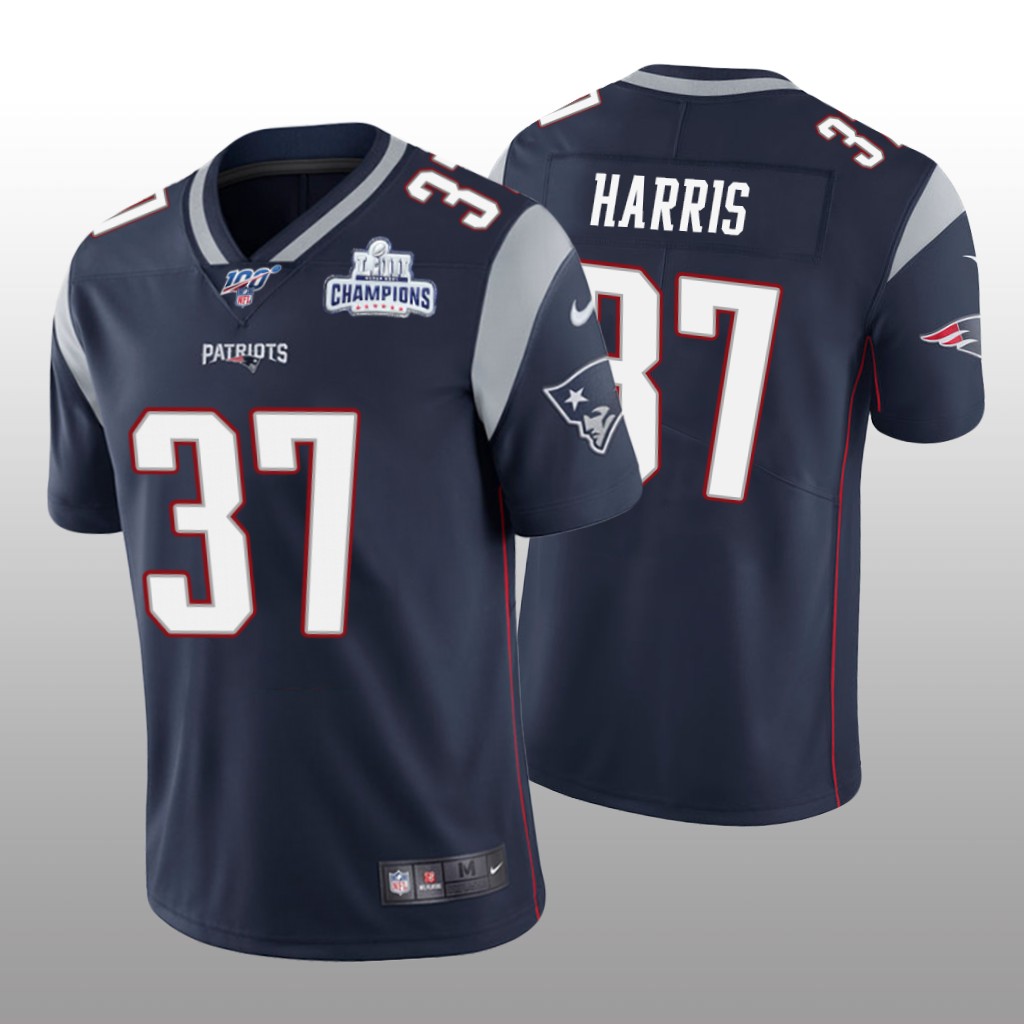 New England Patriots Damien Harris Navy Limited Jersey Super Bowl LIII Champions Patch - Men's