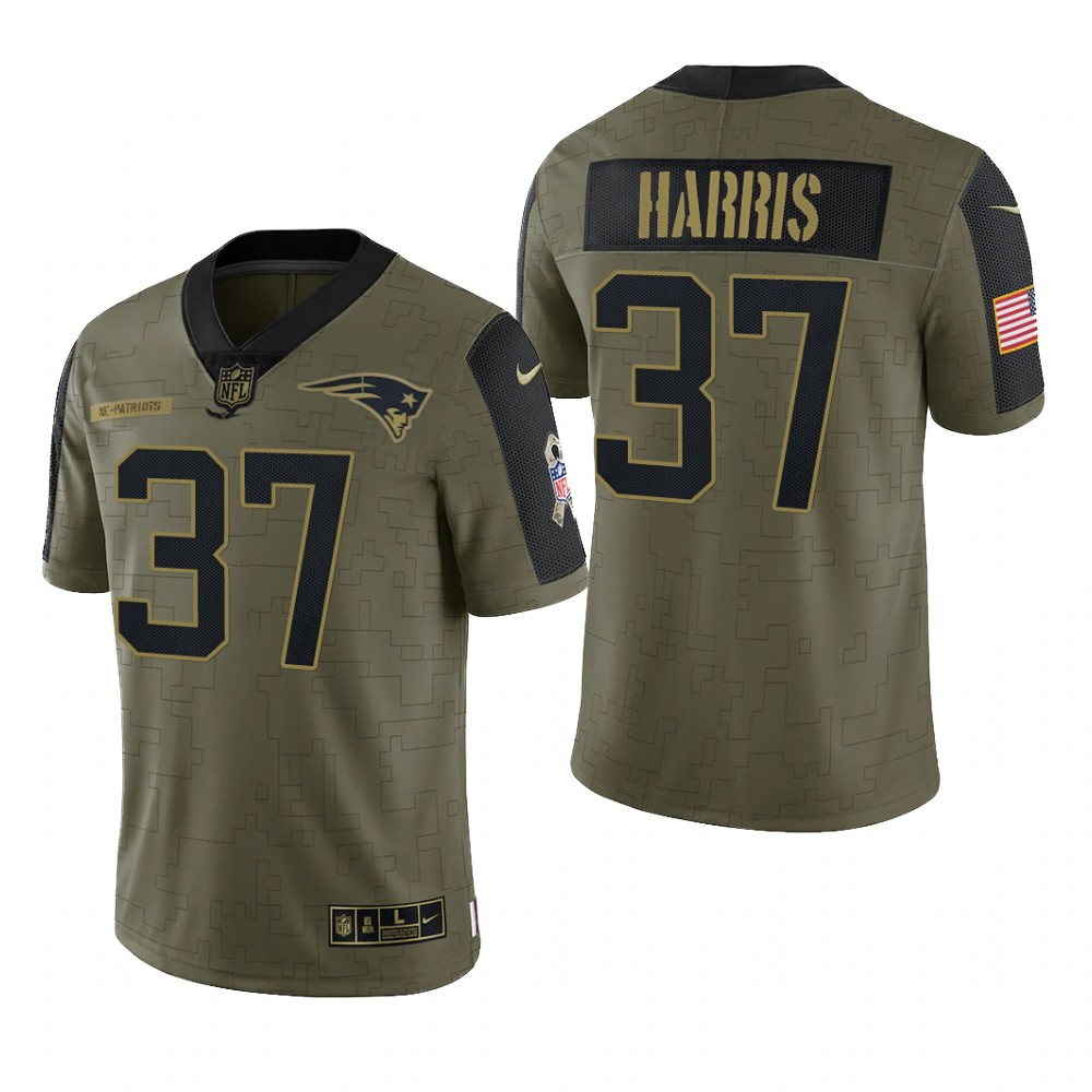 New England Patriots Damien Harris Olive Limited Jersey 2021 Salute To Service - Men's