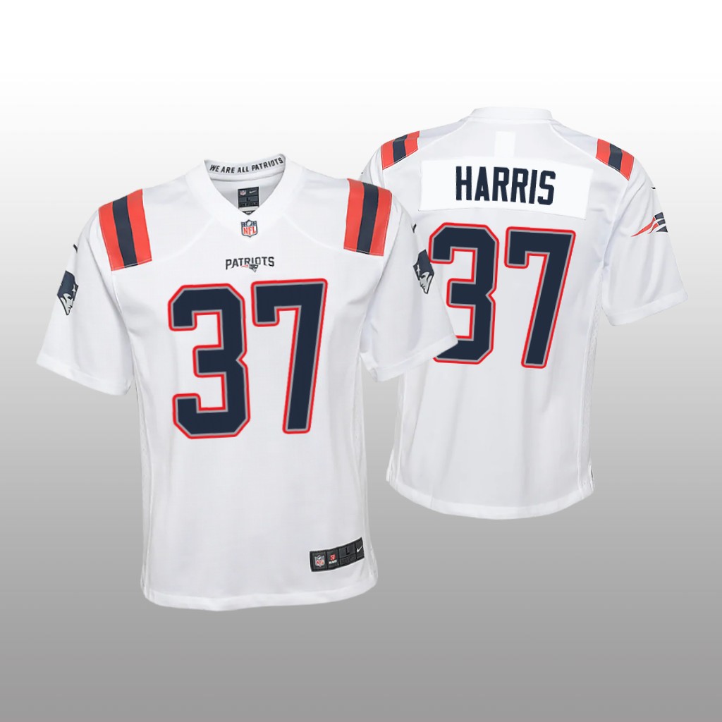New England Patriots Damien Harris White Jersey Game - Youth