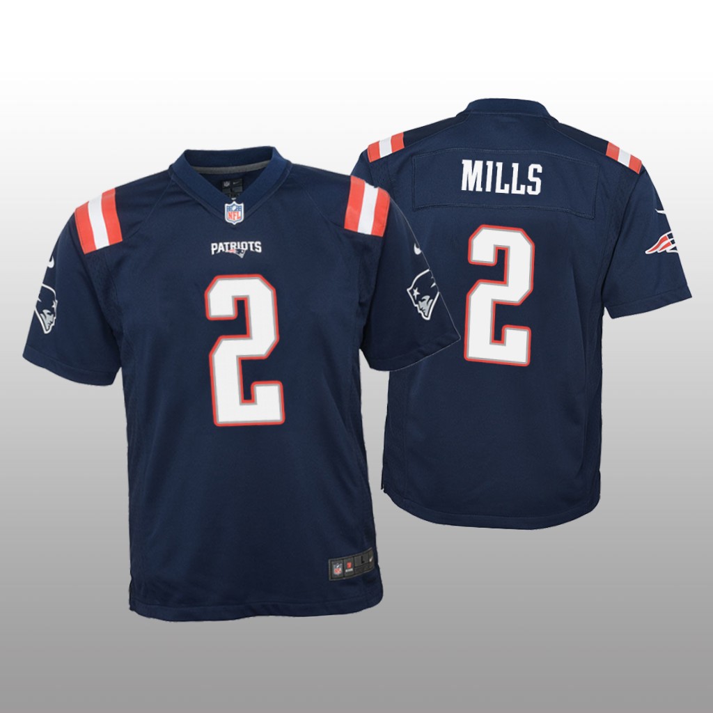 New England Patriots Jalen Mills Navy Jersey Color Rush Game - Youth