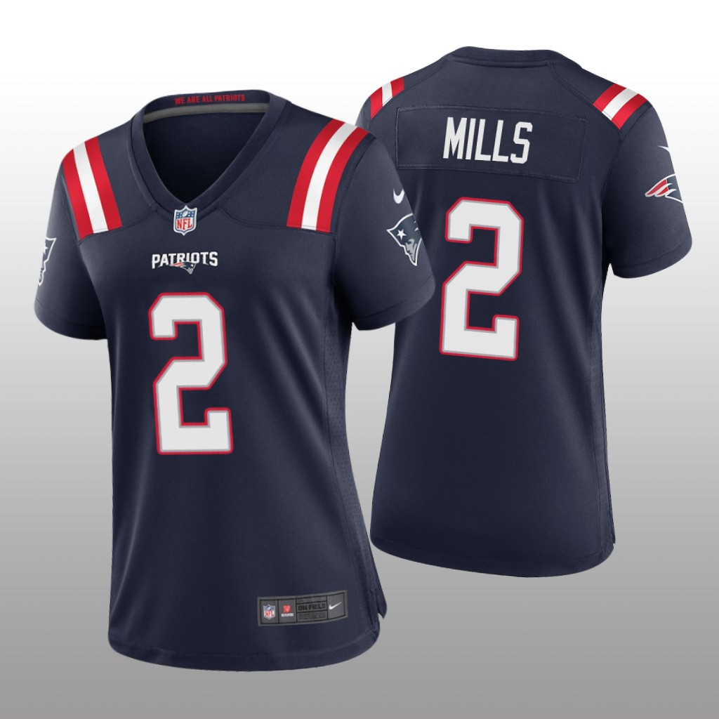 New England Patriots Jalen Mills Navy Jersey Game - Women's