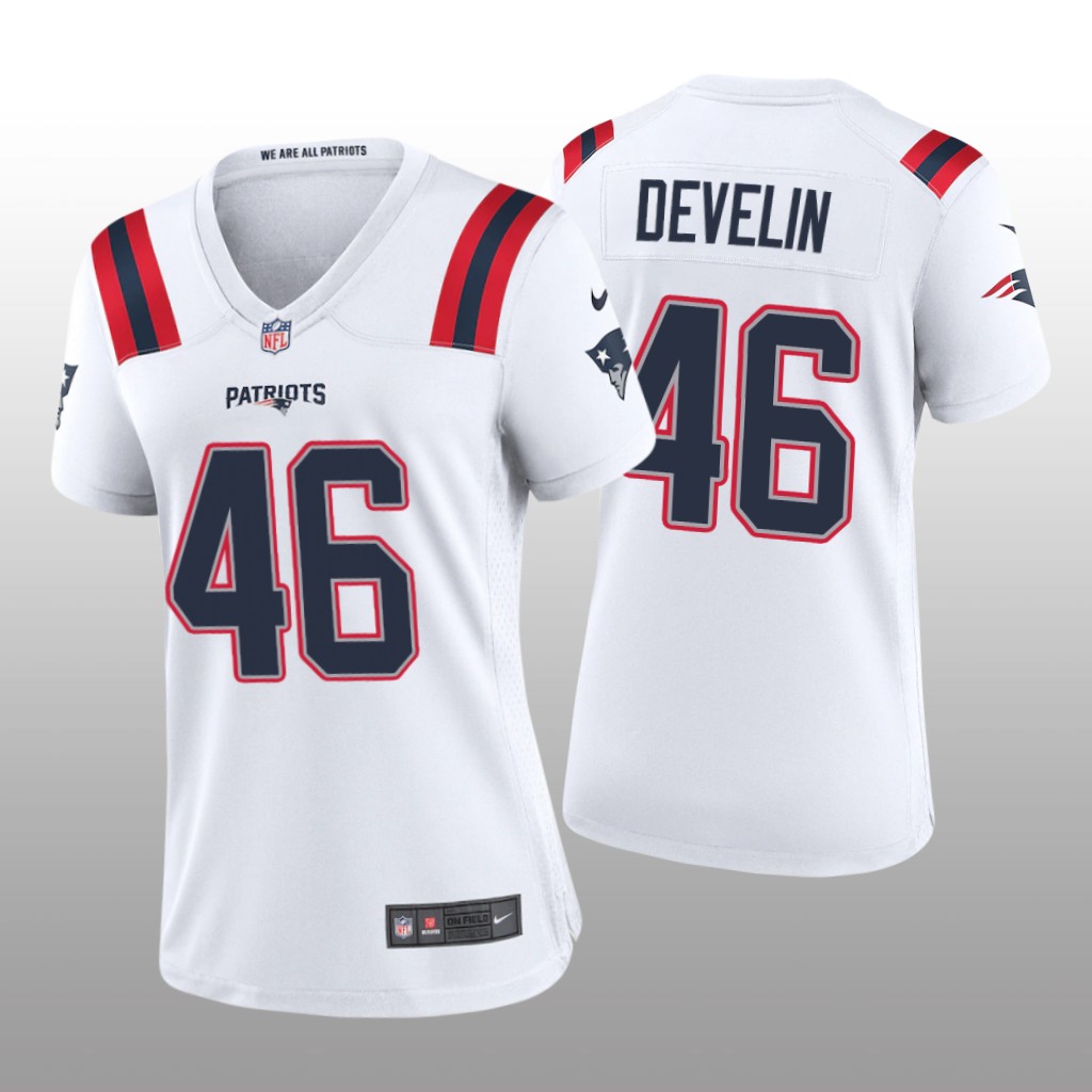 New England Patriots James Develin White Jersey Game - Women's