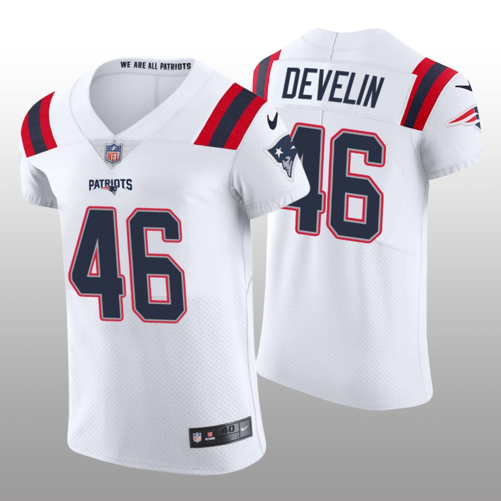 New England Patriots James Develin White Jersey Vapor Elite Men's