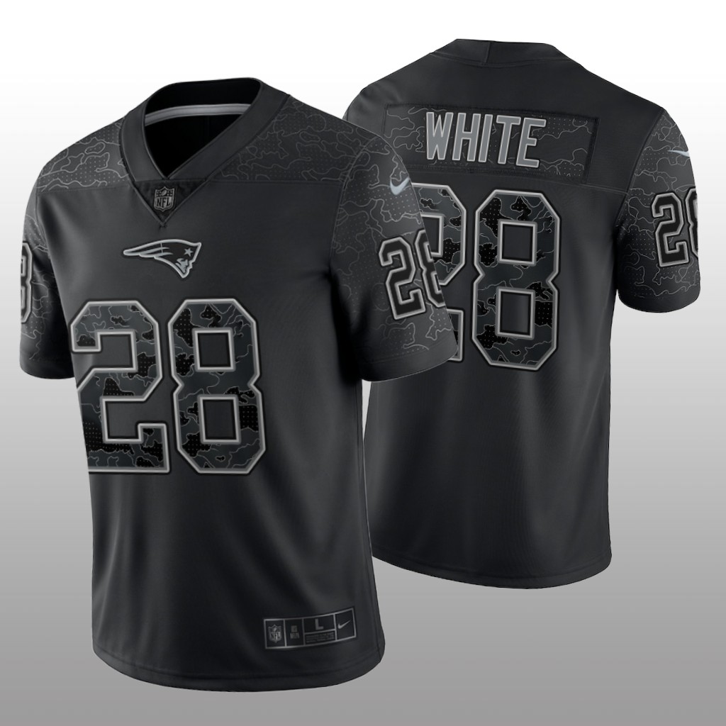 New England Patriots James White Black Jersey Reflective Limited - Men's