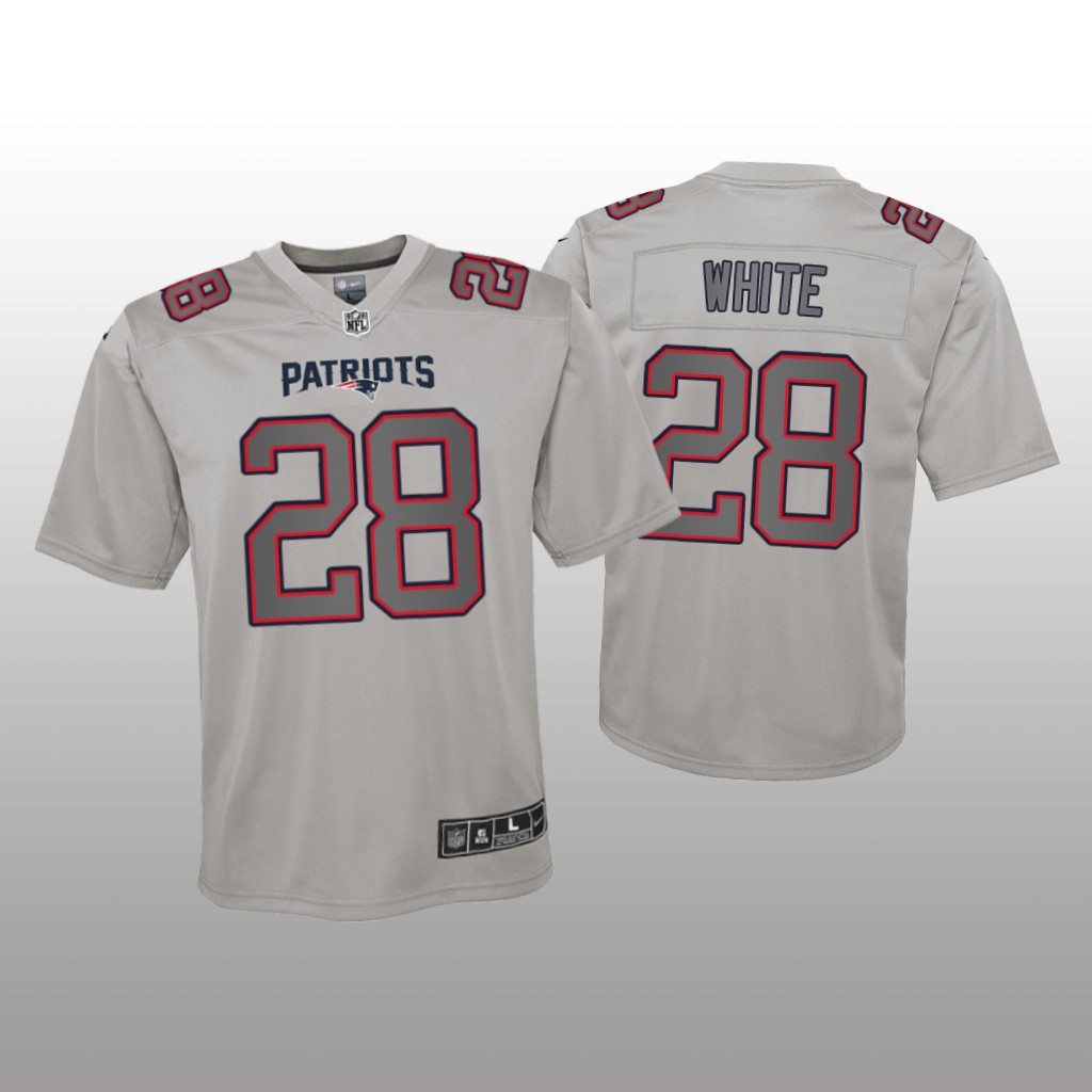 New England Patriots James White Gray Jersey Atmosphere Fashion Game - Youth