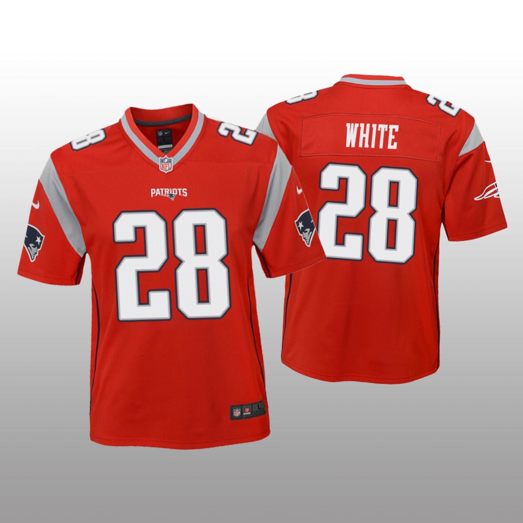 New England Patriots James White Red Jersey Inverted Game - Youth