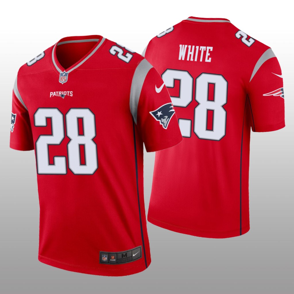 New England Patriots James White Red Jersey Inverted Legend - Men's