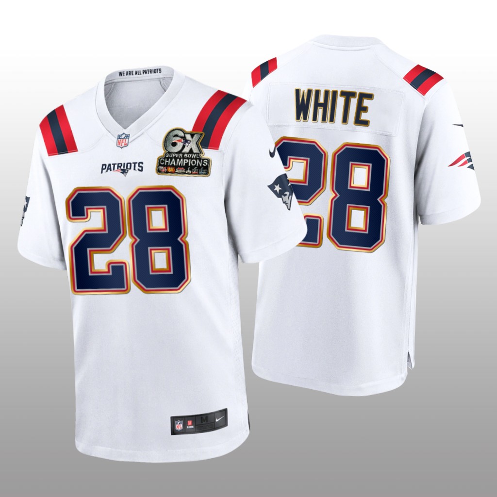 New England Patriots James White White Game 6X Super Bowl Champions Patch - Men's