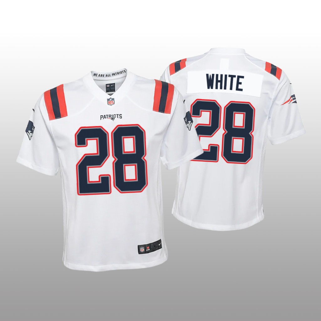 New England Patriots James White White Jersey Game - Youth