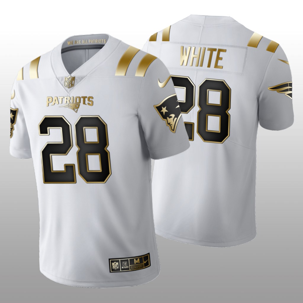 New England Patriots James White White Jersey Golden Limited Men's