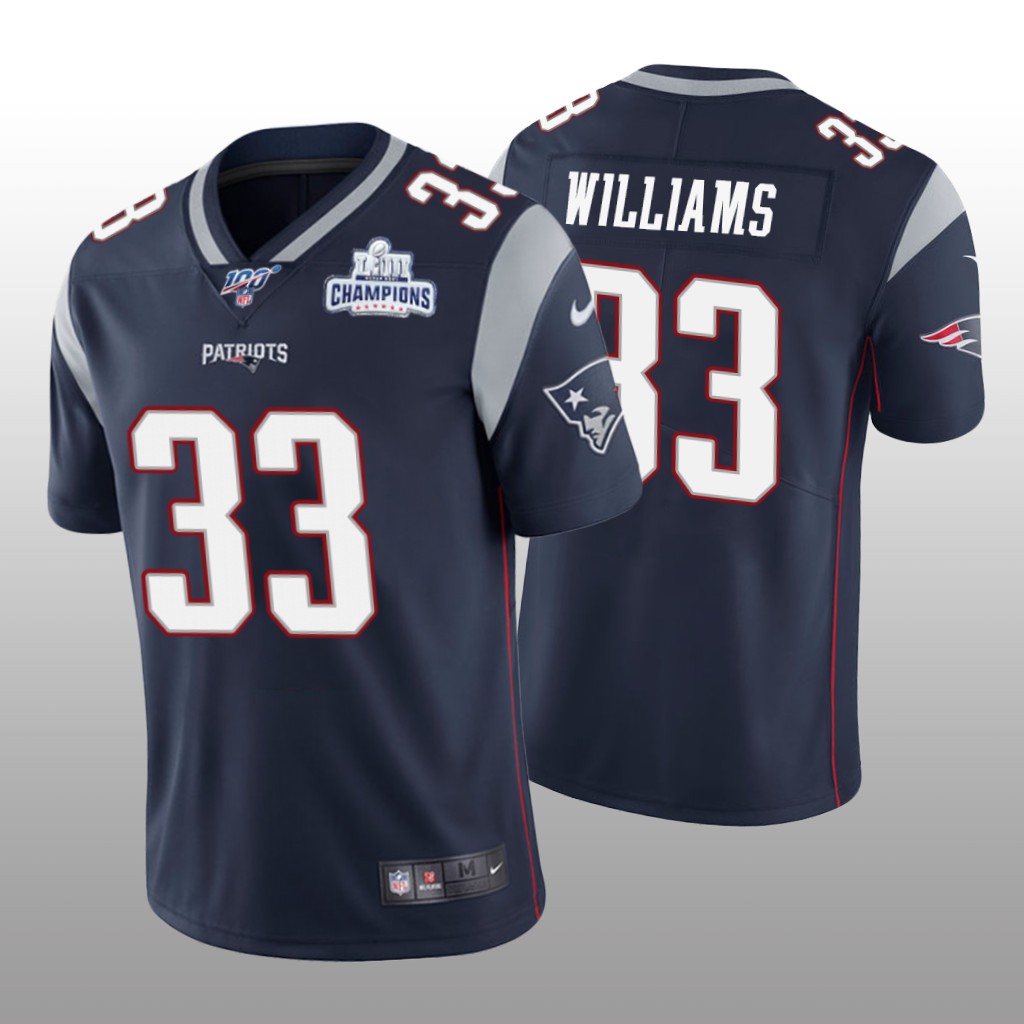 New England Patriots Joejuan Williams Navy Limited Jersey Super Bowl LIII Champions Patch - Men's