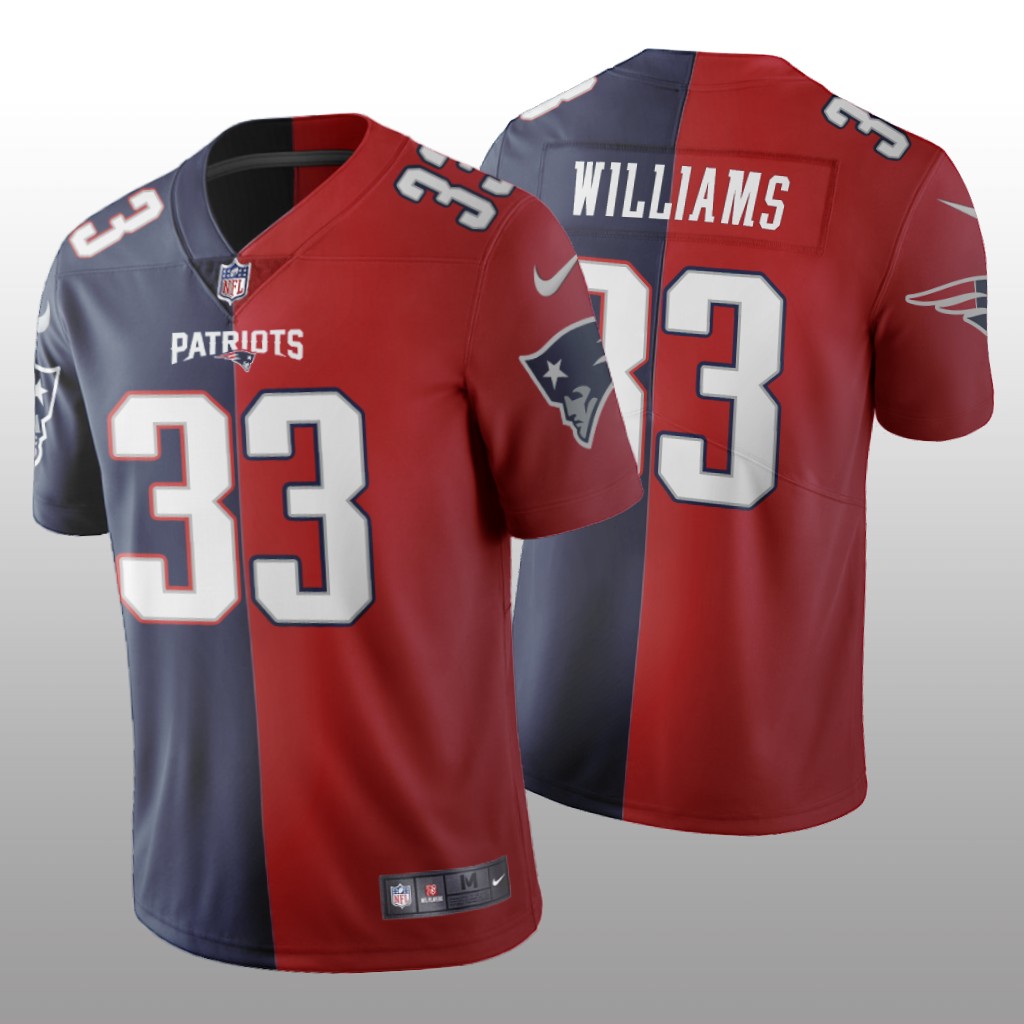 New England Patriots Joejuan Williams Navy Red Vapor Limited Split Jersey Two Tone - Men's